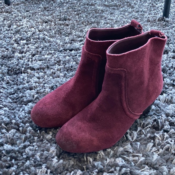 Maroon Suede Boots - Picture 3 of 5